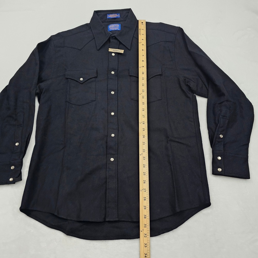 NWOT Pendleton Western Shirt Mens L Black Wool Pearl Snap High Grade Cowboy - Picture 6 of 9
